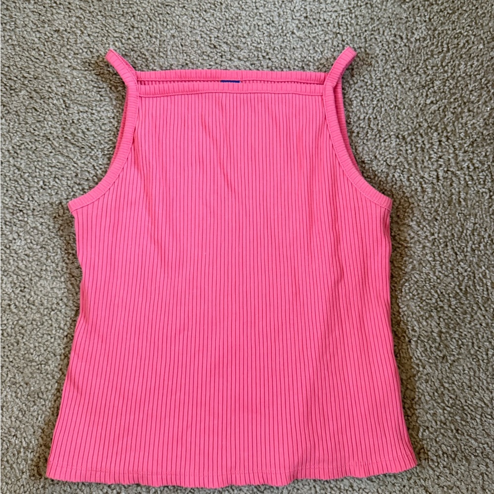 Pink Ribbed Women's Top cropped